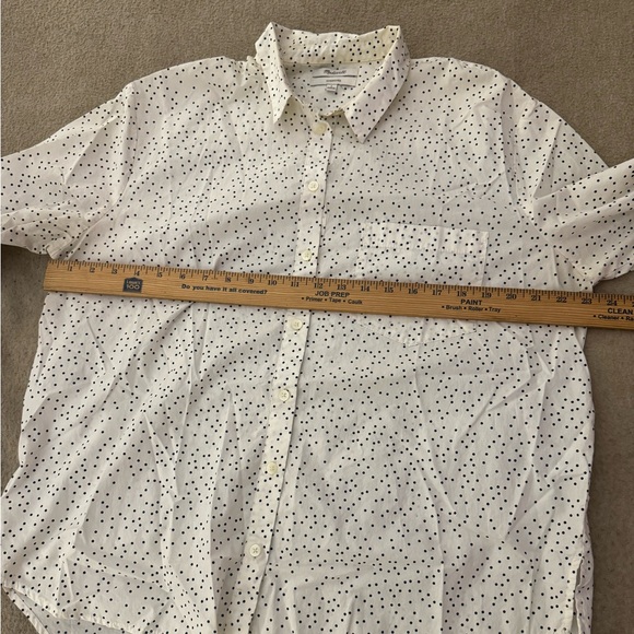 Madewell Oversized White W/Black Mini Polka Dot Long Sleeve Button Up Shirt Lg - Picture 5 of 9
